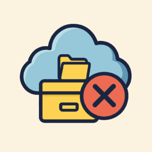 AI-gen random cloud-based company logo with a red X over it